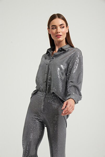 NOK İSTANBUL Nok Star Koleksiyonu Aynalı Pantolon Antrasit