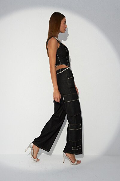 NOK İSTANBUL Denim Series Pretty Diamond Bustier Black