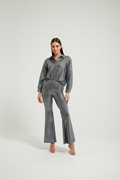 NOK İSTANBUL Nok Star Koleksiyonu Aynalı Pantolon Antrasit