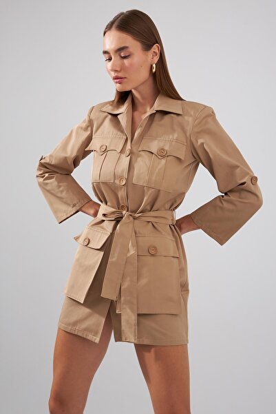 NOK İSTANBUL Street Serisi Heidi Trenç Elbise Vizon