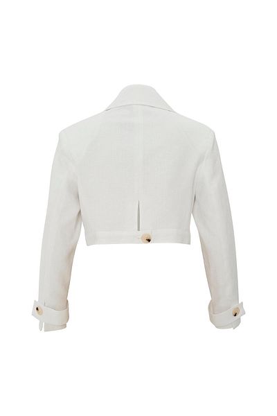 NOK İSTANBUL Cool Mode Series 100% Linen Padded Crop Jacket White