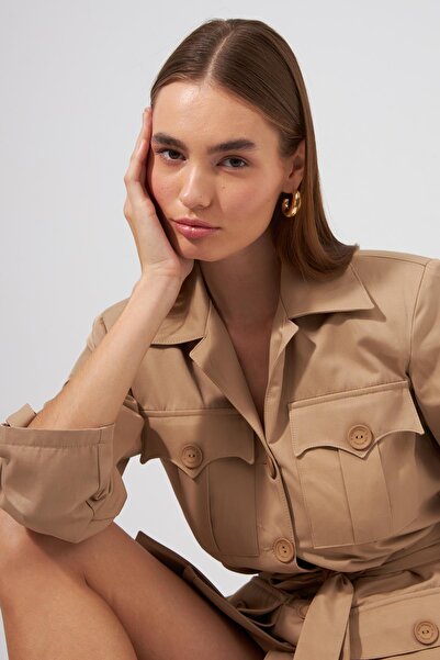 NOK İSTANBUL Street Serisi Heidi Trenç Elbise Vizon