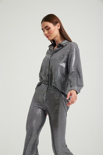 NOK İSTANBUL Nok Star Koleksiyonu Aynalı Pantolon Antrasit