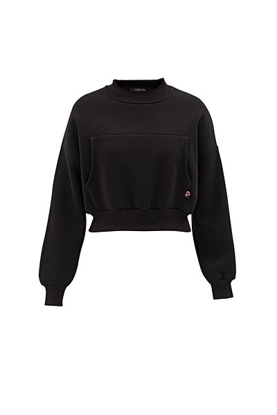 NOK İSTANBUL Nok Love Series Heart Appliqued Sweatshirt Black