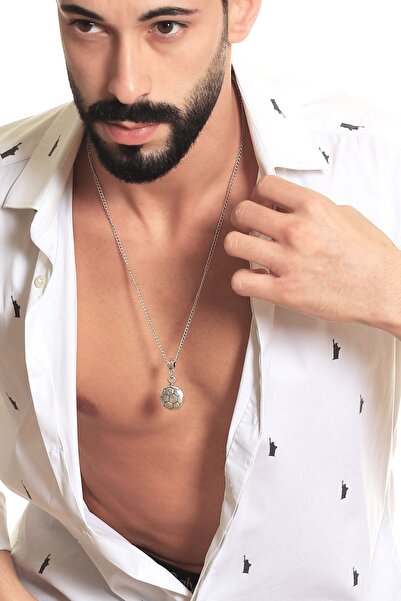 LABALABA Erkek Antik Gümüş Kaplama Futbol Topu Kolye