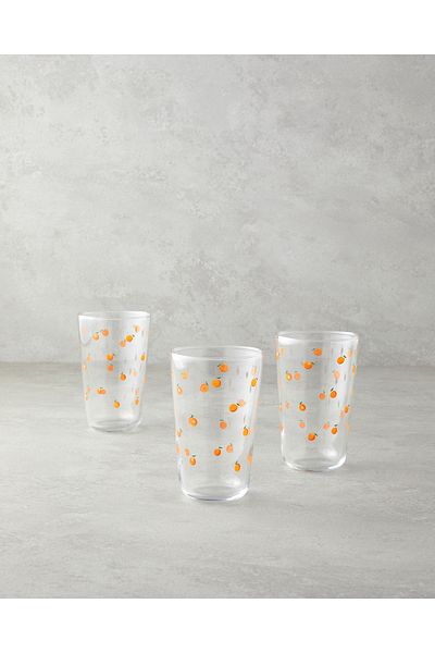 English Home Orange Orangeis Glass 3-Piece Cup - 400 ml