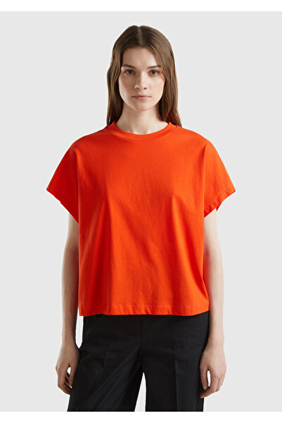 United Colors of Benetton Tricou pentru femei, cu flori de rodie, 100% bumbac...
