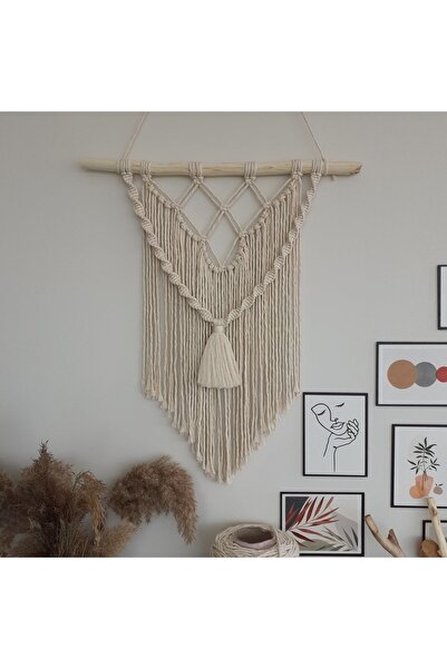 marymakrome Makrome Macrame Duvar Süsü Süs Ekru Ip Dekoratif Tasarım El Yapımı