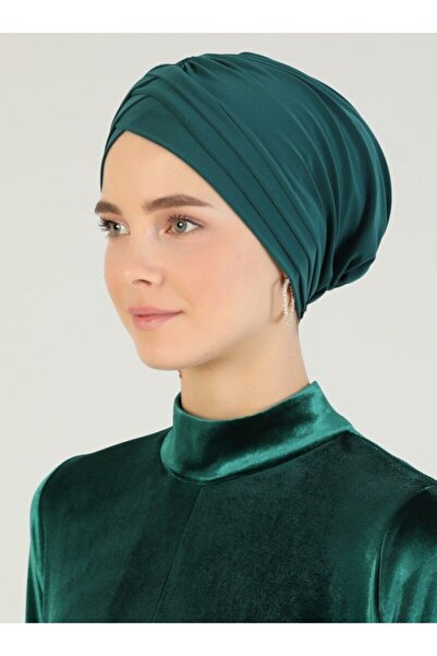 Mervin Şal Crossed Three-Striped Ready-made Turban - Emerald - 20 -