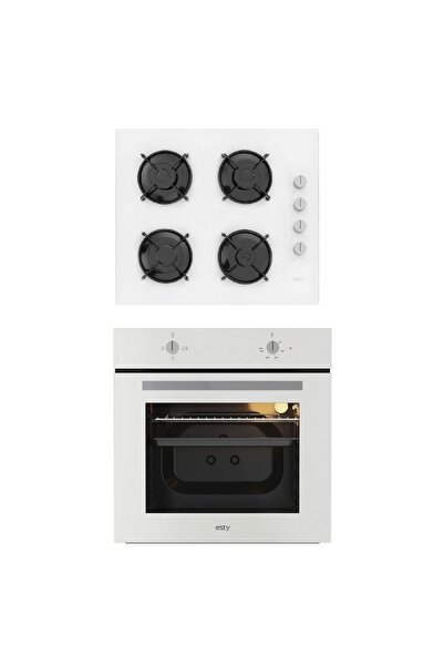 Esty 2'li Beyaz Cam Ankastre Set (ACO5601W02 OCAK - AEF6601W04 FIRIN)