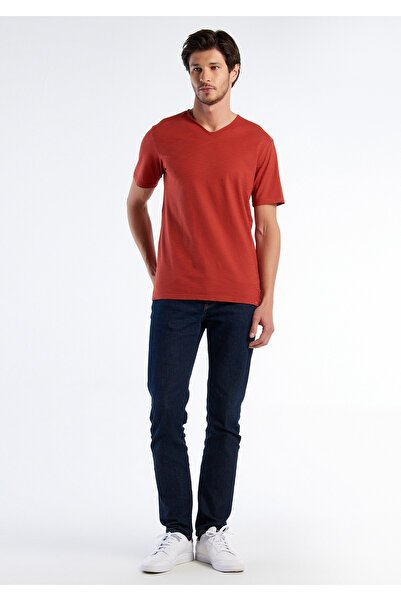 United Colors of Benetton Ανδρικό μπλουζάκι Claret Red V-Neck Slub