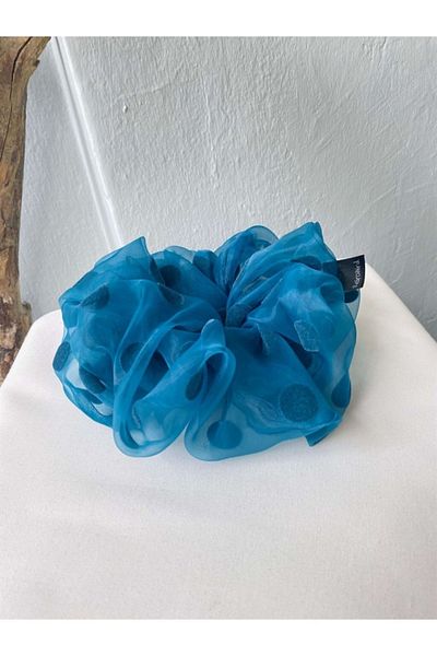 Retrobird Scrunchie Dimensiune Mare Cataramă Covrigi Femei Albastru