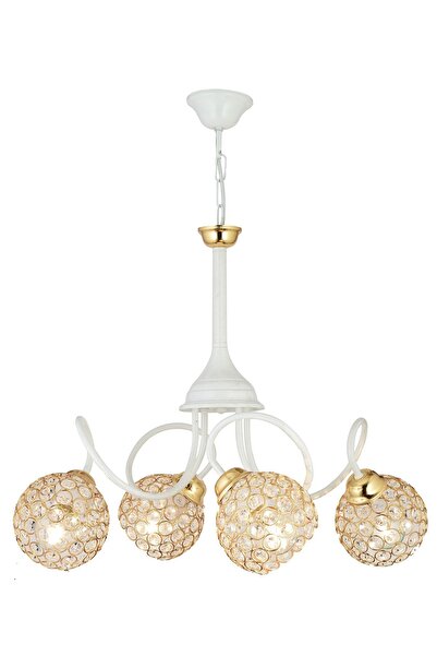 Genel Markalar 5'li Beyaz Kristal Avize, Şimşek Tasarımı, Şık ve Modern Aydın...