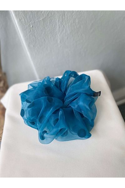 Retrobird Scrunchie Dimensiune Mare Cataramă Covrigi Femei Albastru