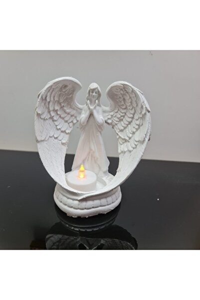 TEVFİK GÜNDAY DEKORASYON Kadın Melek Beyaz Mumluk