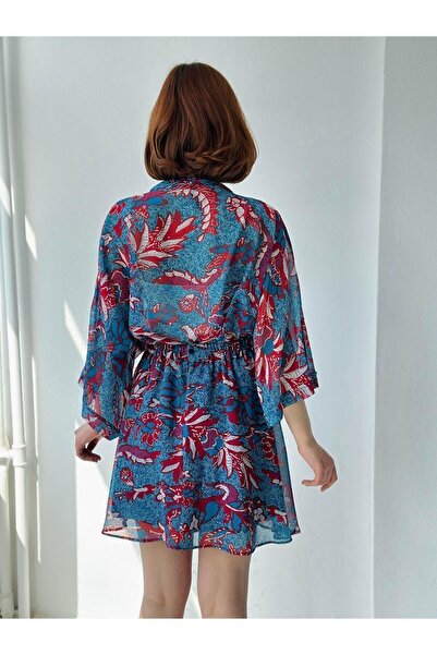 Retrobird Valerie Kısa Mini Kloş Etek Kadın Mavi