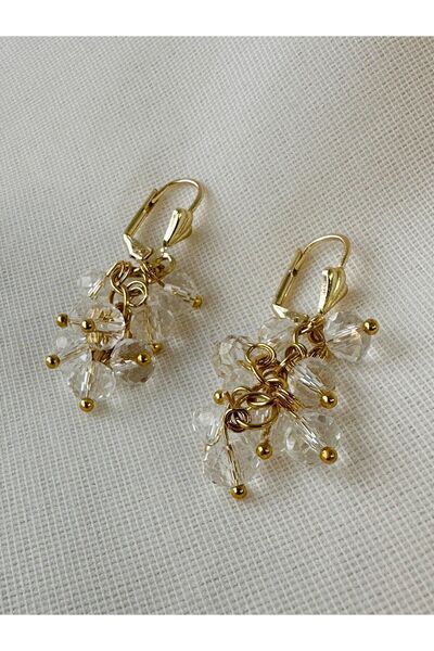 Retrobird Kristal Taşlı Üzüm Salkımı Küpe Kadın Altın Sarısı