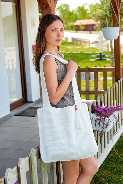 CHUBA Cumpărător de tricotaje albe de mărime mare - rochie casual cu bretele și geantă de plajă Chax802