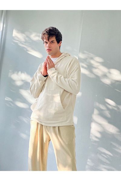 Retrobird Oversize Basic Hooded Φούτερ Ανδρικό Μπεζ