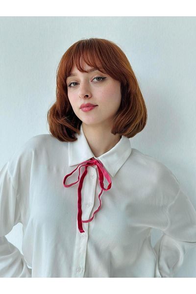 Retrobird Shirt Hair Neck Accessory Elastic Ribbon Women Red