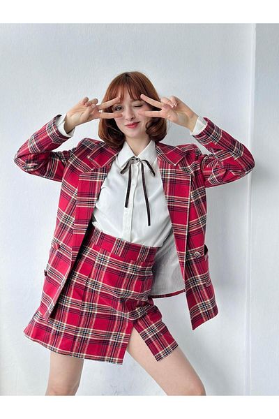 Retrobird Single Slit Bell Mini Skirt Women's Red
