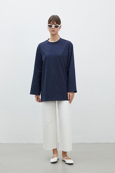 Manuka OVERSIZE-LANGARM-T-SHIRT AUS BAUMWOLLE MARINEBLAU