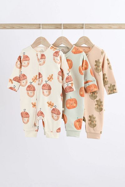 Next Baby Halloween Patterned 100% Organic Cotton 3-Piece Sleeping Bag Set - Double Zipper, Cream ALY01599