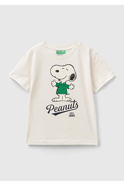 United Colors of Benetton Tricou pentru băieți, crem, cu imprimeu de arahide ...