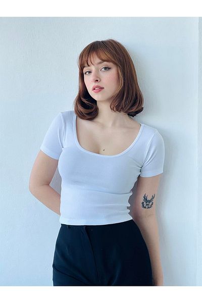 Retrobird Καμισόλα Υφασμάτινη Πισίνα Γιακά Badi Crop Γυναικεία Εκρού