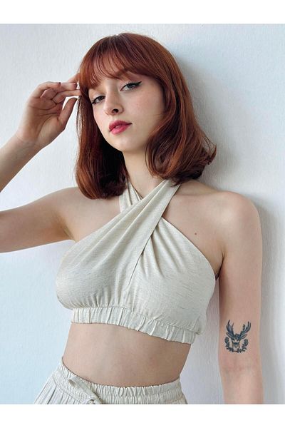Retrobird Happy Hour Cross Tie Glitter Bustier Women's Cream