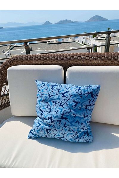 Retrobird Față de pernă decorativă cu model cerb albastru 50x50 unisex albastru
