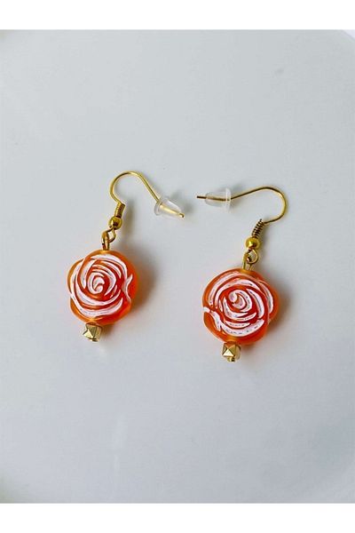 Retrobird Retro Model Rose Earrings for Women Orange