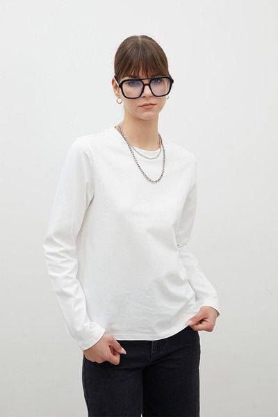 Manuka Ecrufarbenes Langarm-T-Shirt aus Baumwolle