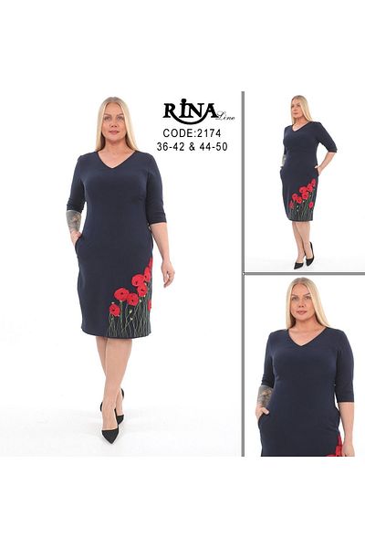 Rina Line Poppy Midi Dress with Embroidery Detail