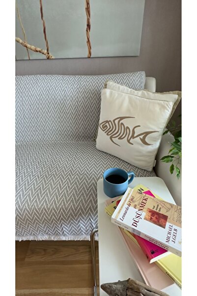 Zigzag Dokuma Koltuk Örtüsü,kanepe Örtüsü,çekyat Örtüsü,tv Battaniyesi,koltuk Şalı Gri (170X210)