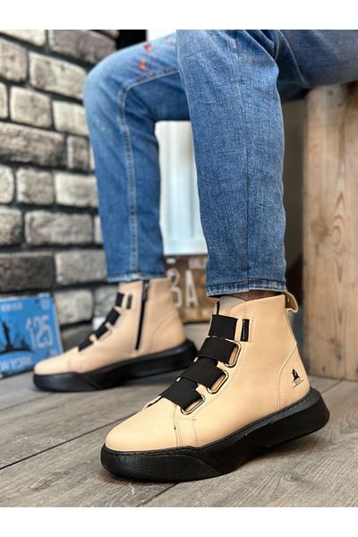 BOA BA0142 Banded Men's High Sole Cream Sports Boots