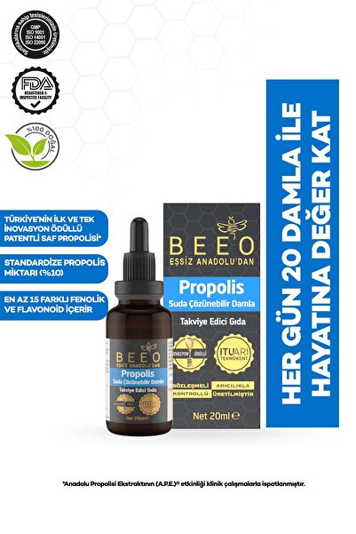 BEE'O Suda Çözünebilir Propolis Damla 20 Ml