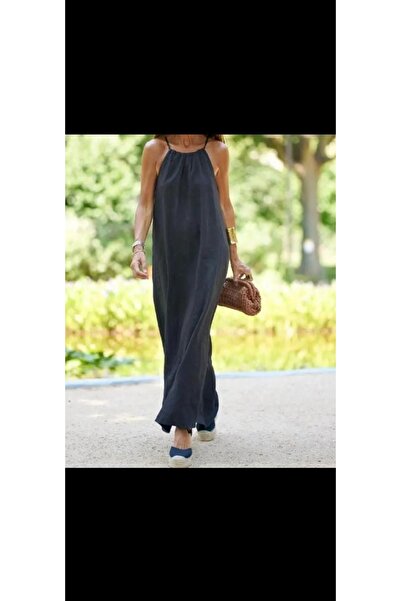NİSANURTEKSTİL Long Dress with String Straps