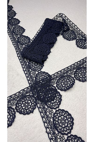 Ozpas Dark Guipure-Navy Blue Edge Strip - 6 Cm x 5 Mt