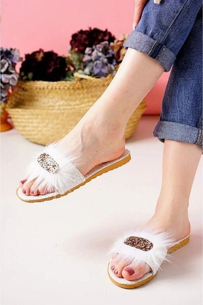 BERCHILL Women's Furry Summer Beach Street Slippers