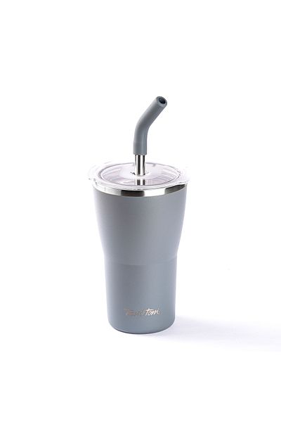 Tantitoni 024-01-GRey Thermos Cup - 2 Lids, Double Layer PipeTLi, 410ML