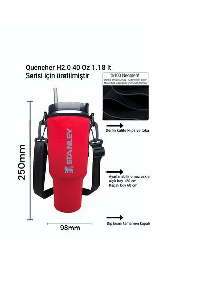 Stanley Quencher 1.18 LT Neoprene Protection Thermos - With Straw, Strap and Shoulder Strap