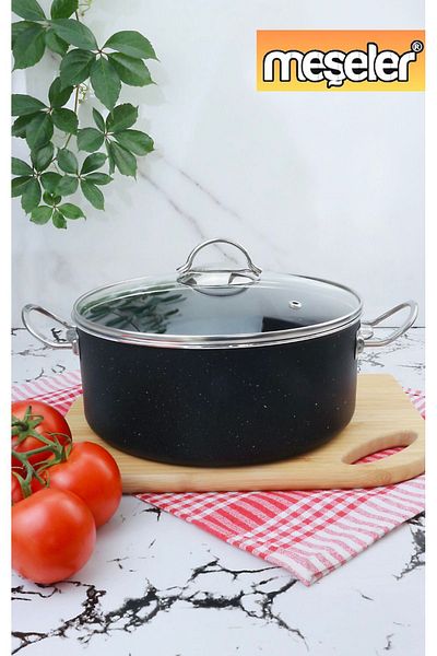 MEŞELER Black Inox Granite 28 Cm Deep Pot