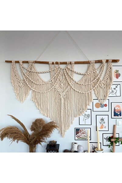 marymakrome Makrome Macrame Duvar Süsü Süs Ekru Ip Dekoratif Tasarım Özel Hed...