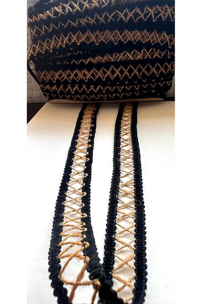 ODDA TASARIM ATÖLYESİ Black Decorative Strip with Wicker Rope Detail - Gap