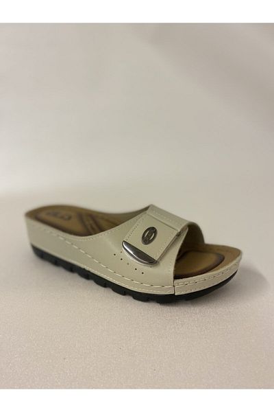 ELİS Women's Cream Orthopedic Sole 4 Point Slippers