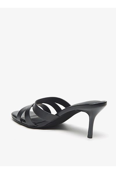 Flora Bella by Shoexpress Flora Bella Monogram Print Slip-On Sandals with Stiletto Heels