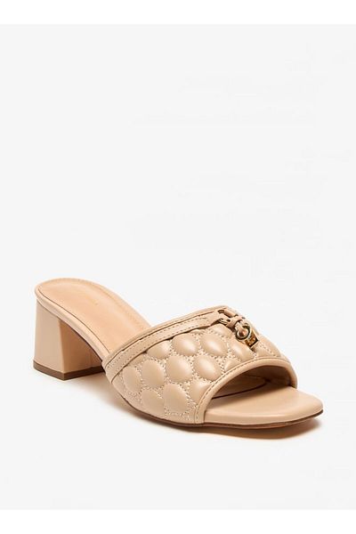 Flora Bella by Shoexpress Flora Bella Quilted Slip-On Sandals with Block Heels