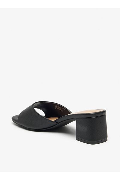 Flora Bella by Shoexpress Flora Bella Textured Slip-On Sandals with Block Heels