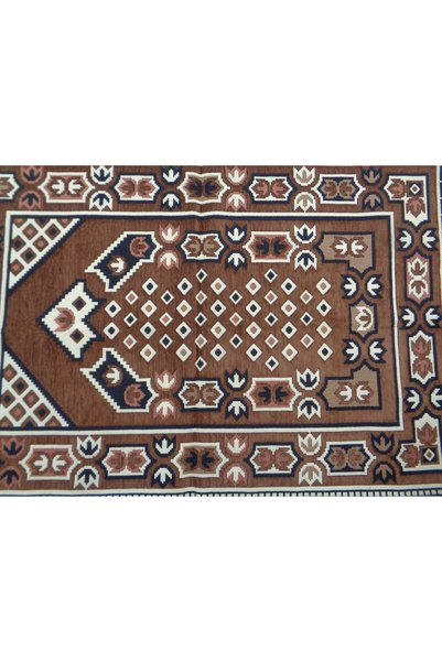 ŞAHMERDANOĞLU Şahmerdanoğlu 120X81 cm Brown Velvet with Exquisite Prayer, Thick & Soft Prayer Rug G48